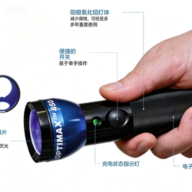 OPTIMAX? 450 可充電 LED 藍(lán)光手電筒